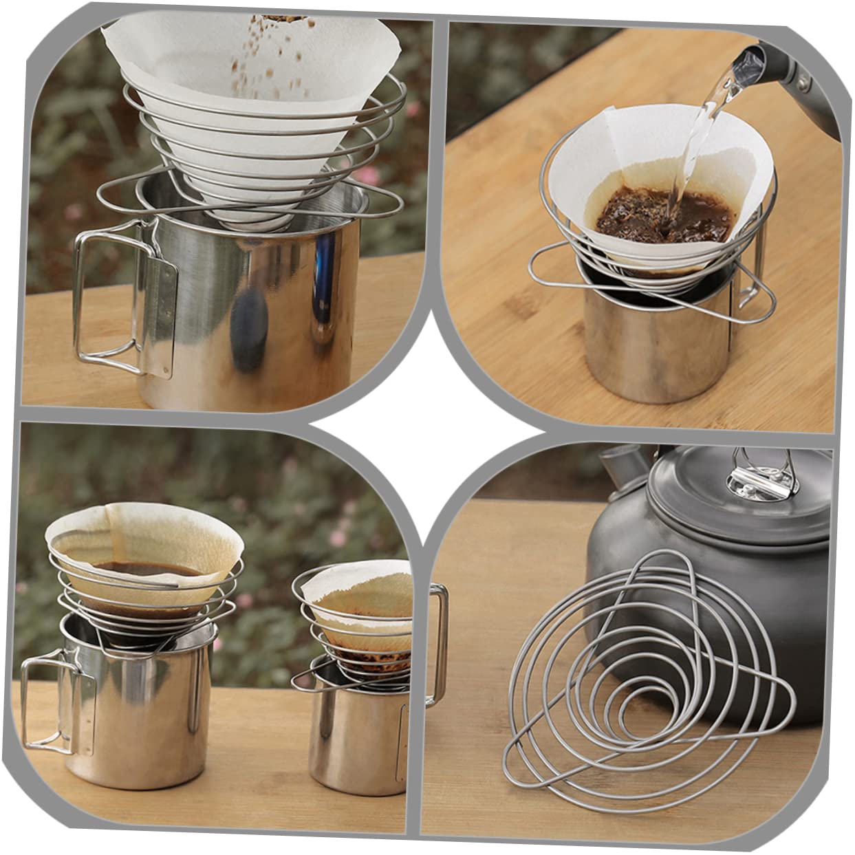 OSALADI Pour Through Coffee Funnel Dripper Stainless Steel Cone Filter Perfect for Home or Camping Easy to Clean