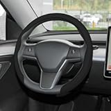 frani Nappa Leather Steering Wheel Cover, Universal 15 Inch Premium Non-Slip Steering Wheel Cover Black