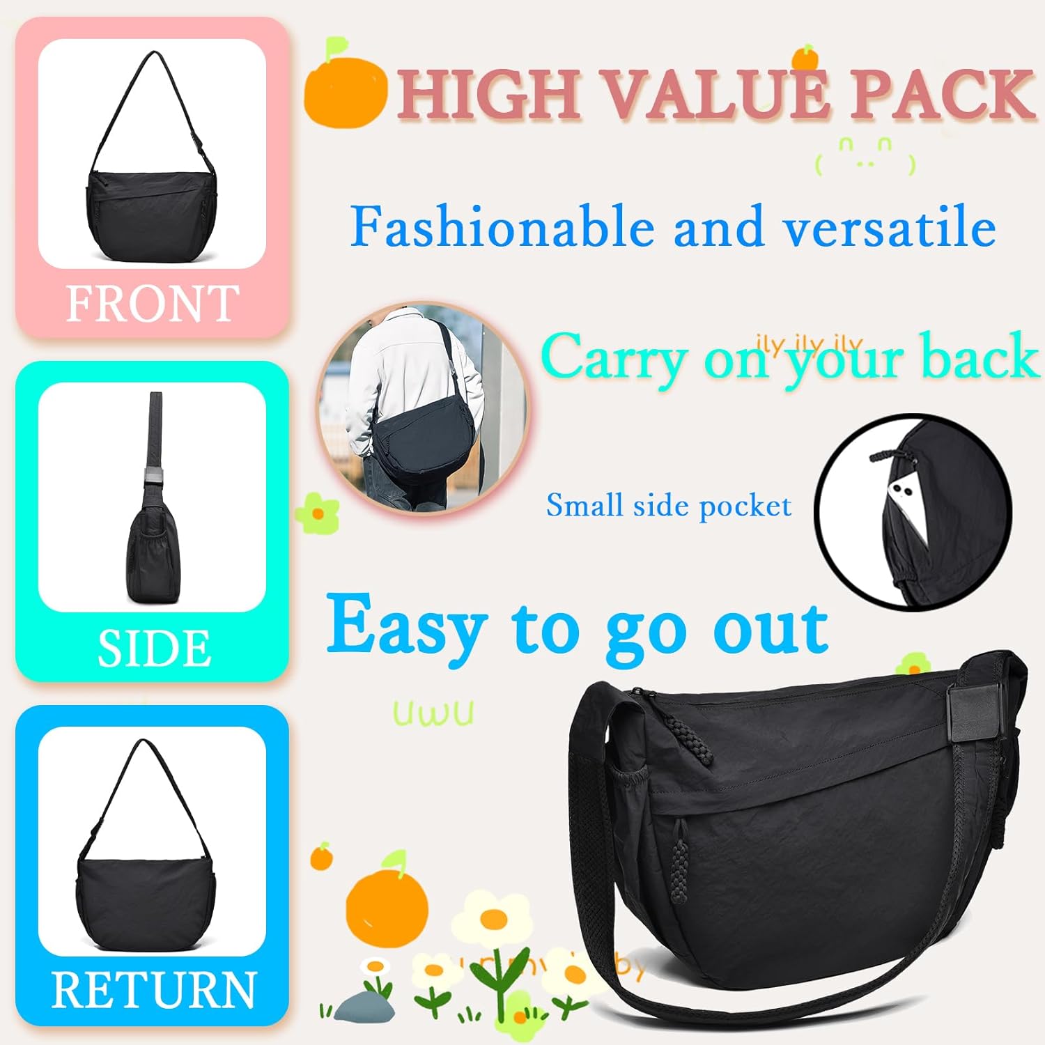 FSD.WG Men Messenger Bag Laptop Bag Shoulder Bag Large Capacity Computer Casual Bag for Work College Travel