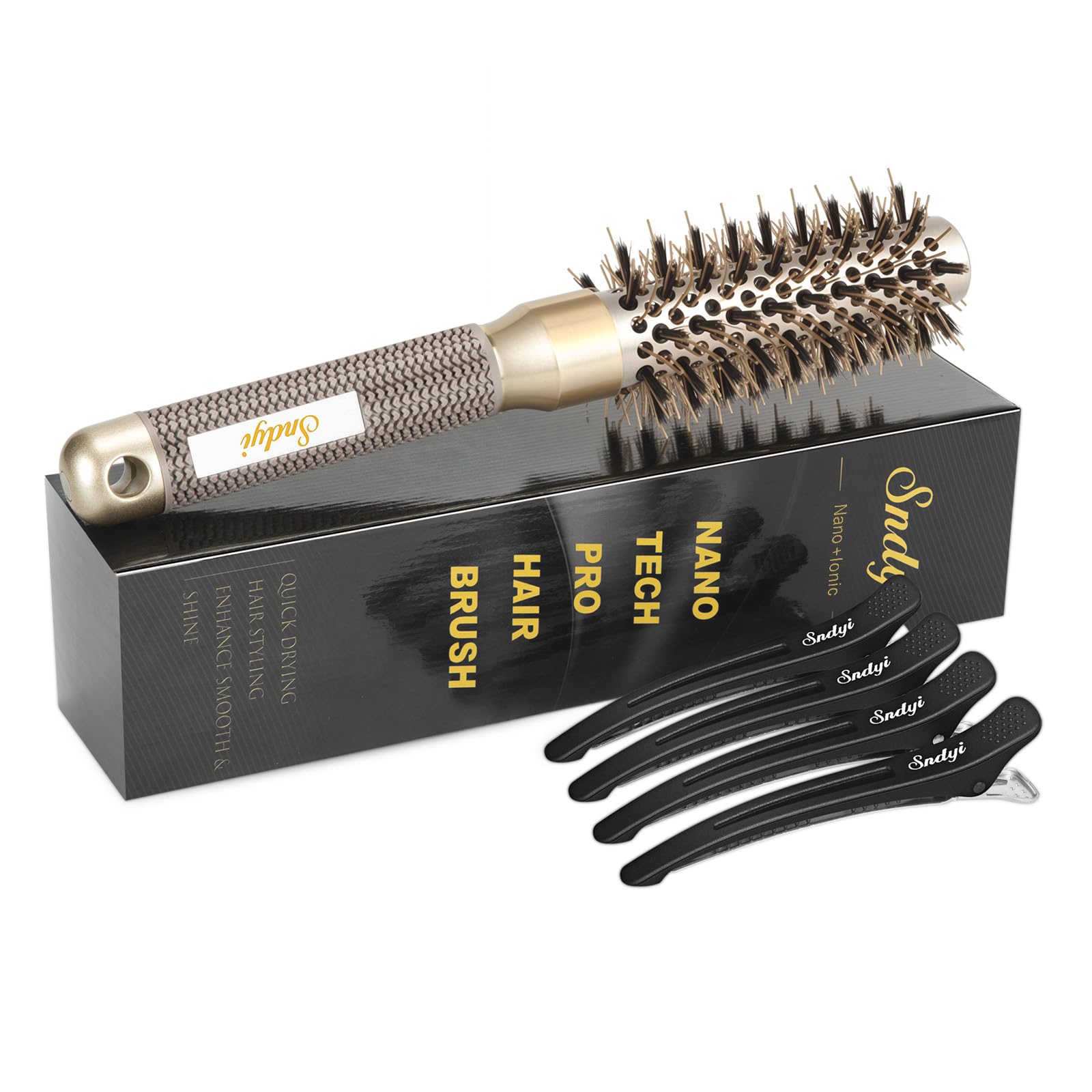 Sndyi (S) Roll Brush, Fluffy Bangs, Curling Brush, Short Hair, Hairbrush, Nano Ceramic Ion Technology, Blow Brush, Curling Brush, For Dryer, Curling Brush, Pig Hair + Nylon, Roll Brush, Hairdresser,