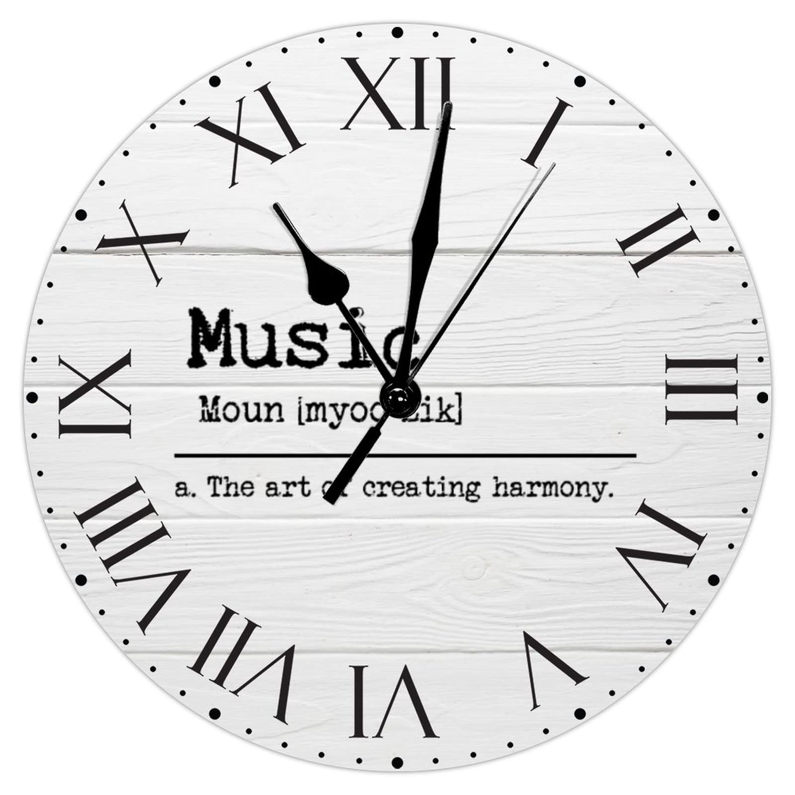 Horloge murale ronde en PVC élégante avec chiffres romains rétro de 30 cm