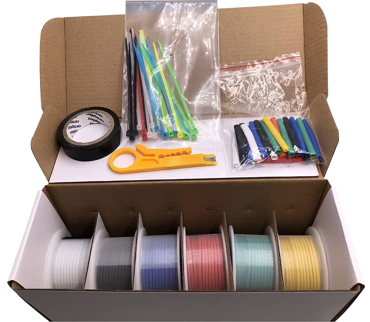 22 Gauge Wire Stranded Tinned Copper Wire with Silicone Insulation Total 296 Feet 6 Colors (Black, Red, Yellow, Green, Blue, White) 50ft 15m Each,22 Awg Wire Hook Up Wire Kit