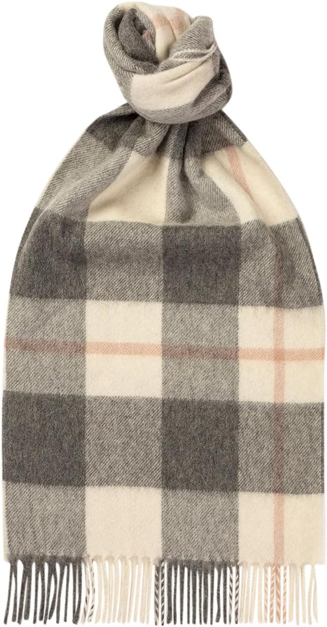 100% Cashmere Scarf 70.8X11.8IN Classic Check Brushed L.Toledo - Made In Scotland