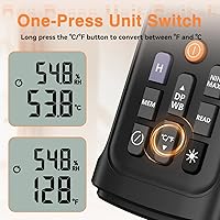 Vista 4 de YT606 Medidor de Temperatura y Humedad Higrómetro Digital de Alta Precisión con Humedad Ambiental, Humedad Relativa, Punto de Rocío, Termómetro