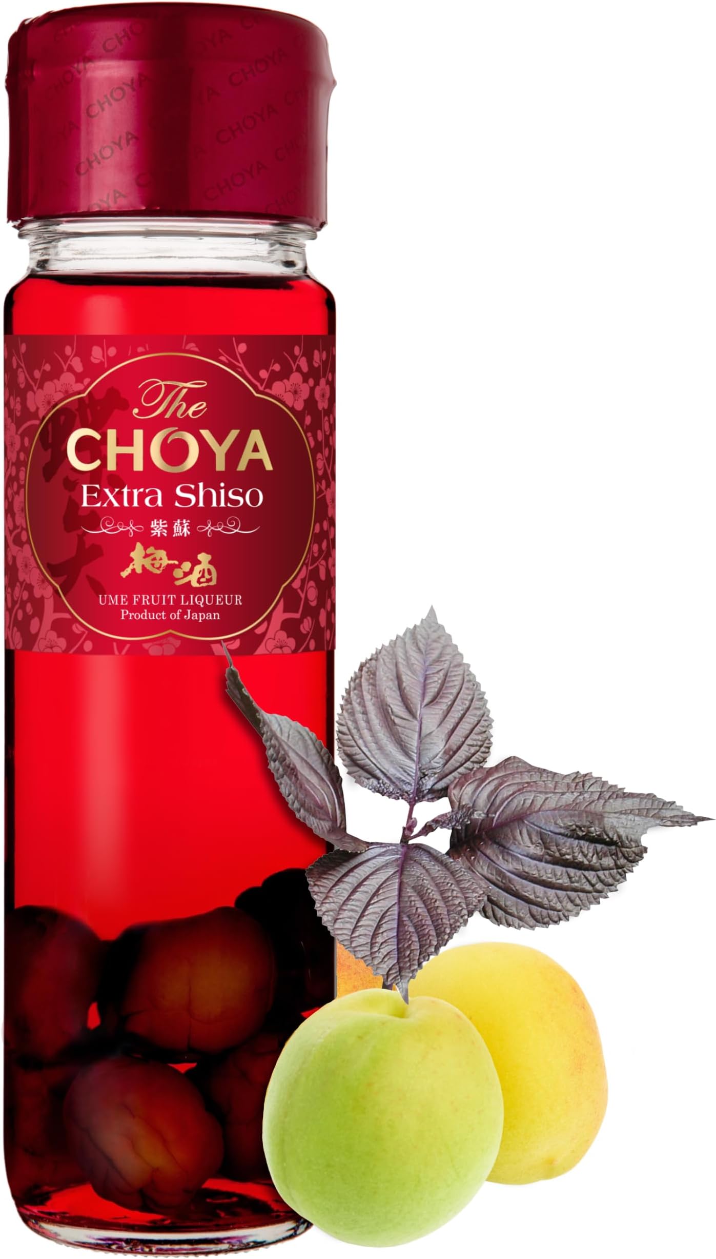 CHOYA Extra Shiso Umeshu Japanese Plum Liqueur - 700ml Single Bottle, 17% ABV - Premium Umeshu Infused with Red Shisho Leaves - Ruby Red Japanese Fruit Liqueur for Cocktails or Neat
