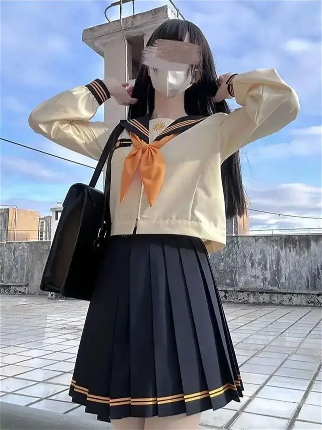 Uniform Black White Short/Long Sleeve Japanese Uniforms Pleated Skirt
