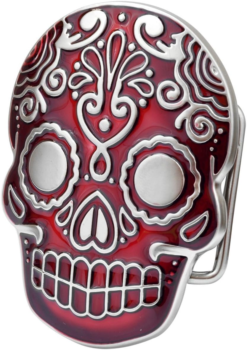 Ivory FalconDia De Los Muertos Mexican Aztec Skull Belt Buckle