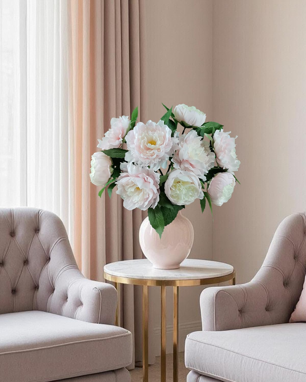 Premium Pink Peonies Artificial Flowers, Fake Silk Peony Flowers with Stems, Faux Florals for Wedding Bridal Bouquets, Floral Arrangements, Table Centerpieces, Home Decorations - Image 8