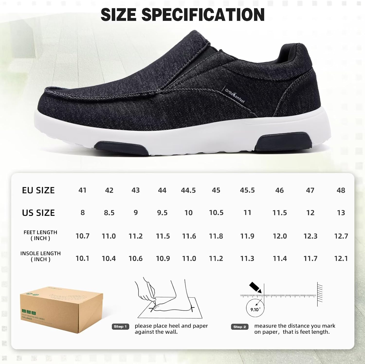 OrthoComfoot Men's Orthopedic Comfortable Slip-On Shoes with Arch Support, Orthotic Loafers for Plantar Fasciitis, Canvas Leisure Vintage Flat Walking Shoes for Foot and Heel Pain Relief - Image 9