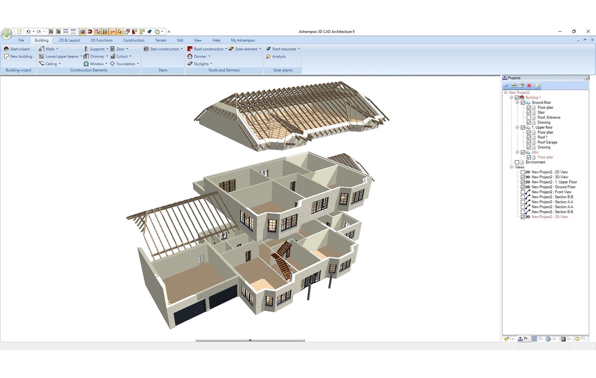 3­D CAD Architecture 12⁠ - design Software for house, garden, balcony, photovoltaic, walls - 2D 3D objects for Win 11, 10