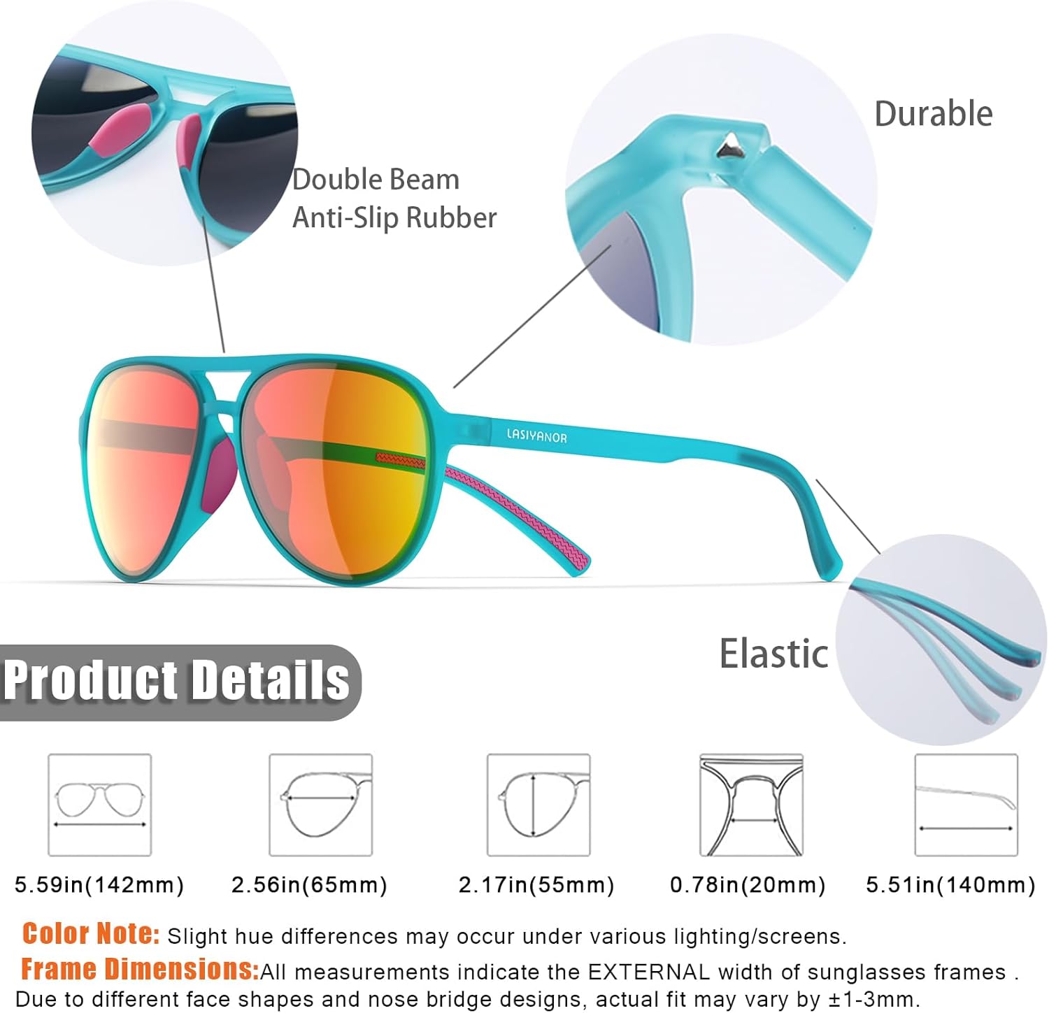 Lightweight TAC Polarized Tinted Classic Vintage Retro 70s Sunglasses, TR-90 Frame for Women Men, UV 400 Protection - Image 3