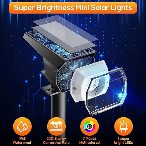 Miniatura 3 de EIUIO Luces solares que cambian de color al aire libre con encendidoapagado automático, luces solares impermeables para exteriores con 7 modos de