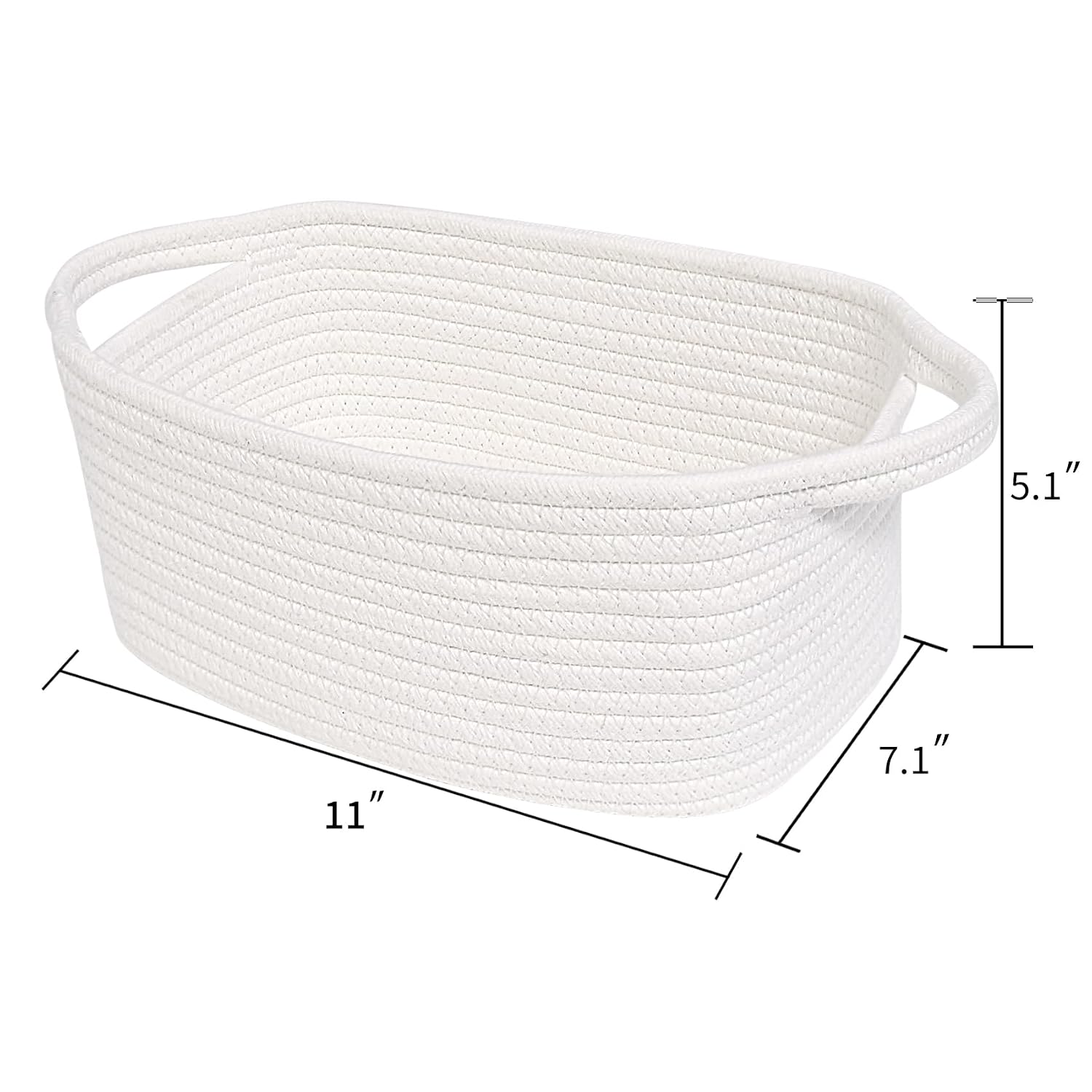 ABenkle Small White Basket, Soft Woven Storage Bins Baskets for Cat Dog Toys Organizer, Decorative Shelves Closet Organizing Basket Chest Box, Empty Gift Baskets