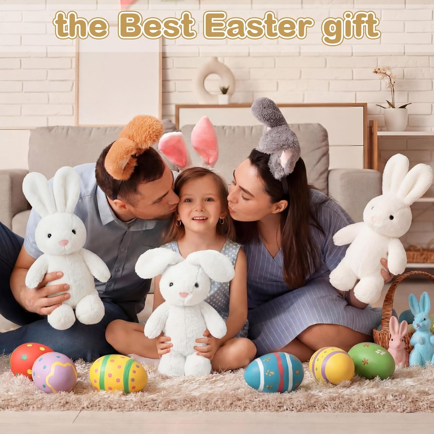 WILLBOND 12 Pack 12'' Easter Bunny Stuffed Animal Bulk Rabbit Plush Toys Soft Stuffed Bunny for Room Decorations Birthday Gifts Easter Party Favors(White)