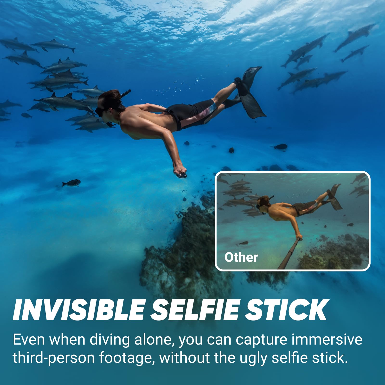 Insta360 X4 Pack Subacqueo Invisibile - Action Cam 360° 8K Impermeabile, Video Grandangolari in 4K, Selfie Stick Invisibile. Protezioni Lenti Rimovibili, Autonomia Batteria 135 min, Editing IA