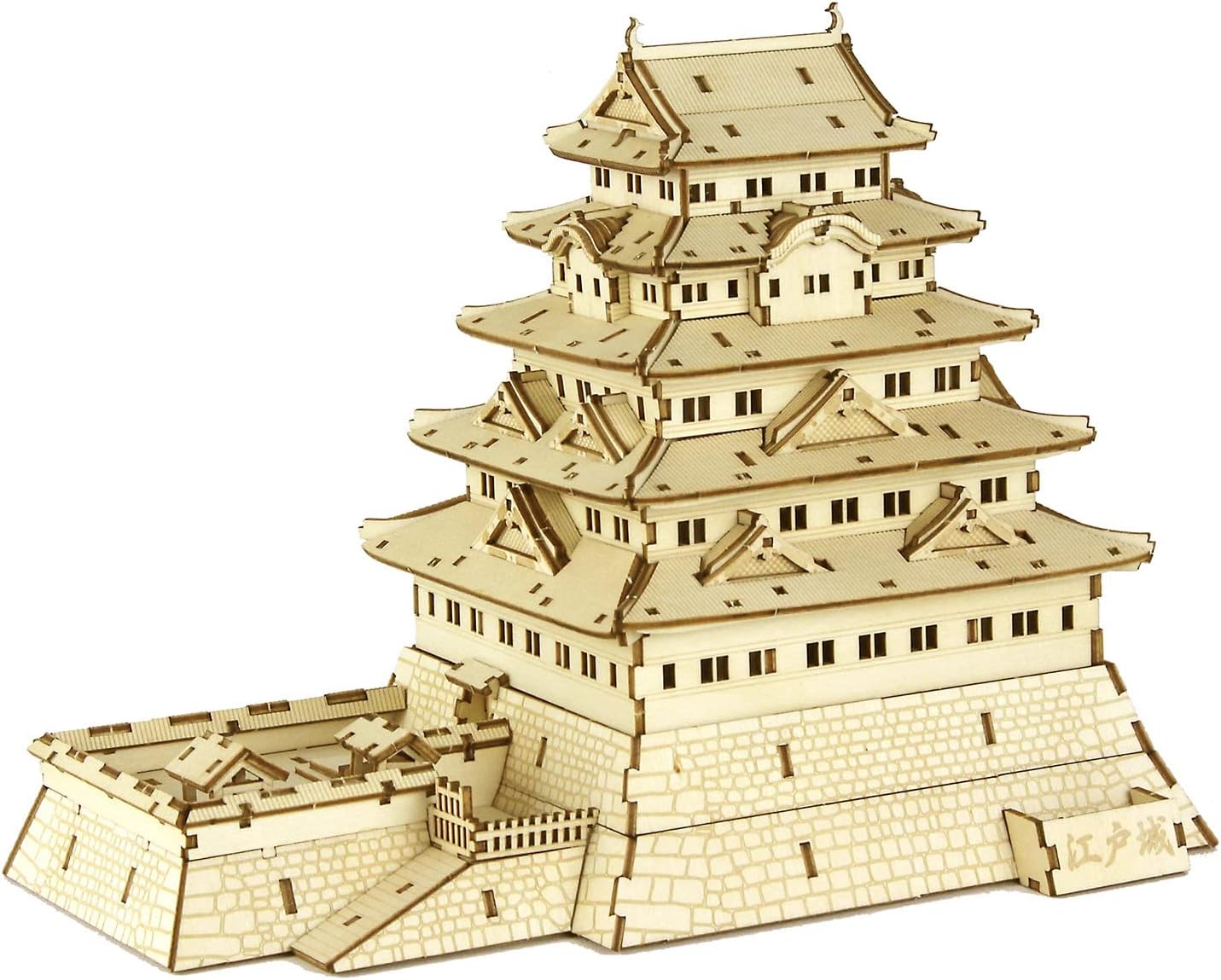 Edo Castle Wooden Architecture 3D Puzzle - Fun DIY Wood Craft Kits - Ideal Gift for Birthdays and Party Favors