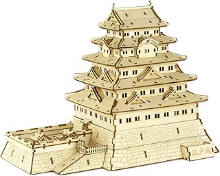 wa-gu-mi Edo Castle Wooden Architecture 3D Puzzle - Fun DIY Wood Craft Kits - Ideal Gift for Birthdays and Party Favors