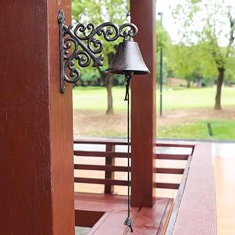 GTPBAO Industrial Style Iron Cast Door Bell, Exterior Shaking Bell for Farmhouse Coffee Shop Courtyard, Wall Surfaces Dinner Bell