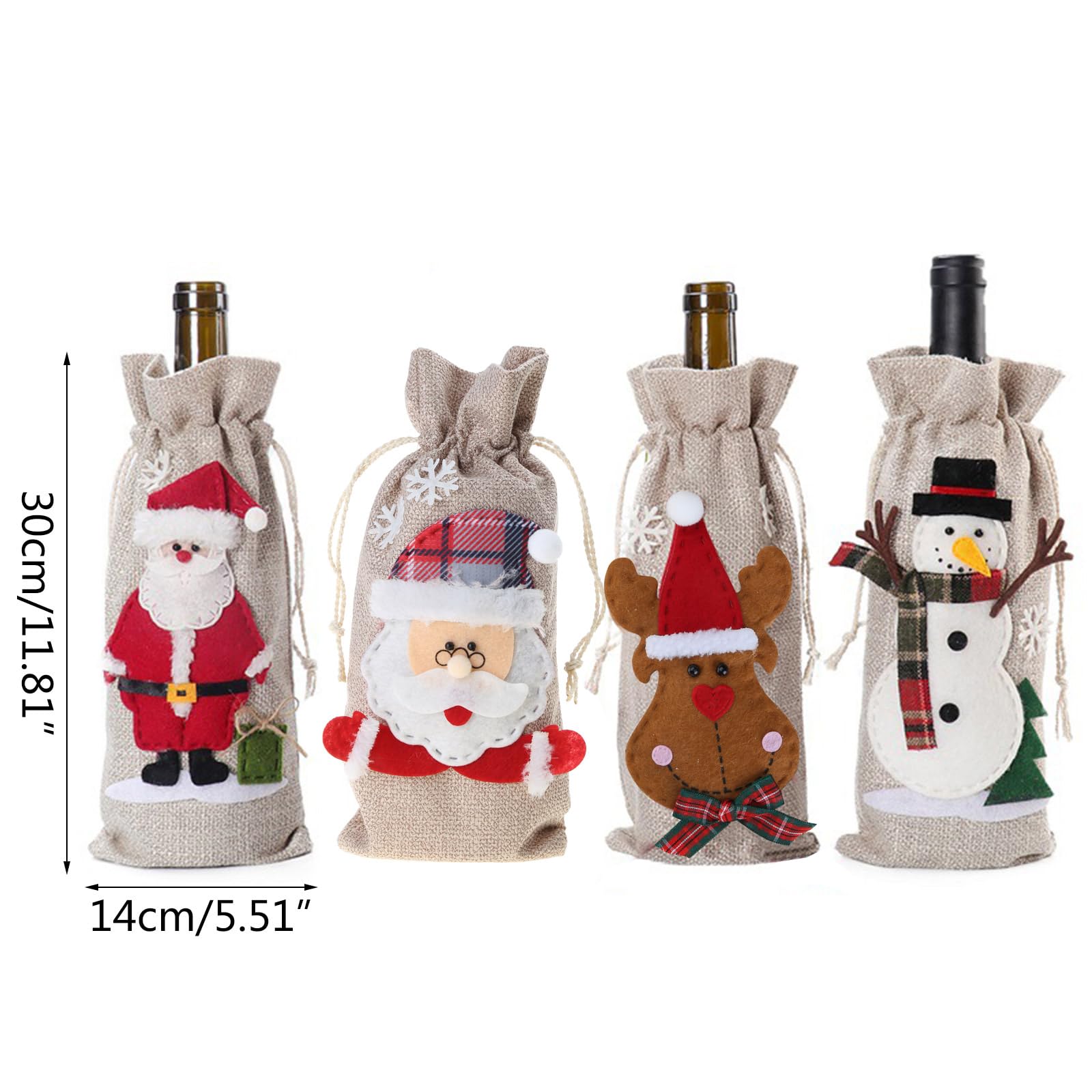 2 Copribottiglie Natalizi A Tema Babbo Natale – Decorazioni In Acrilico Rosso E Verde Per Vino E Feste