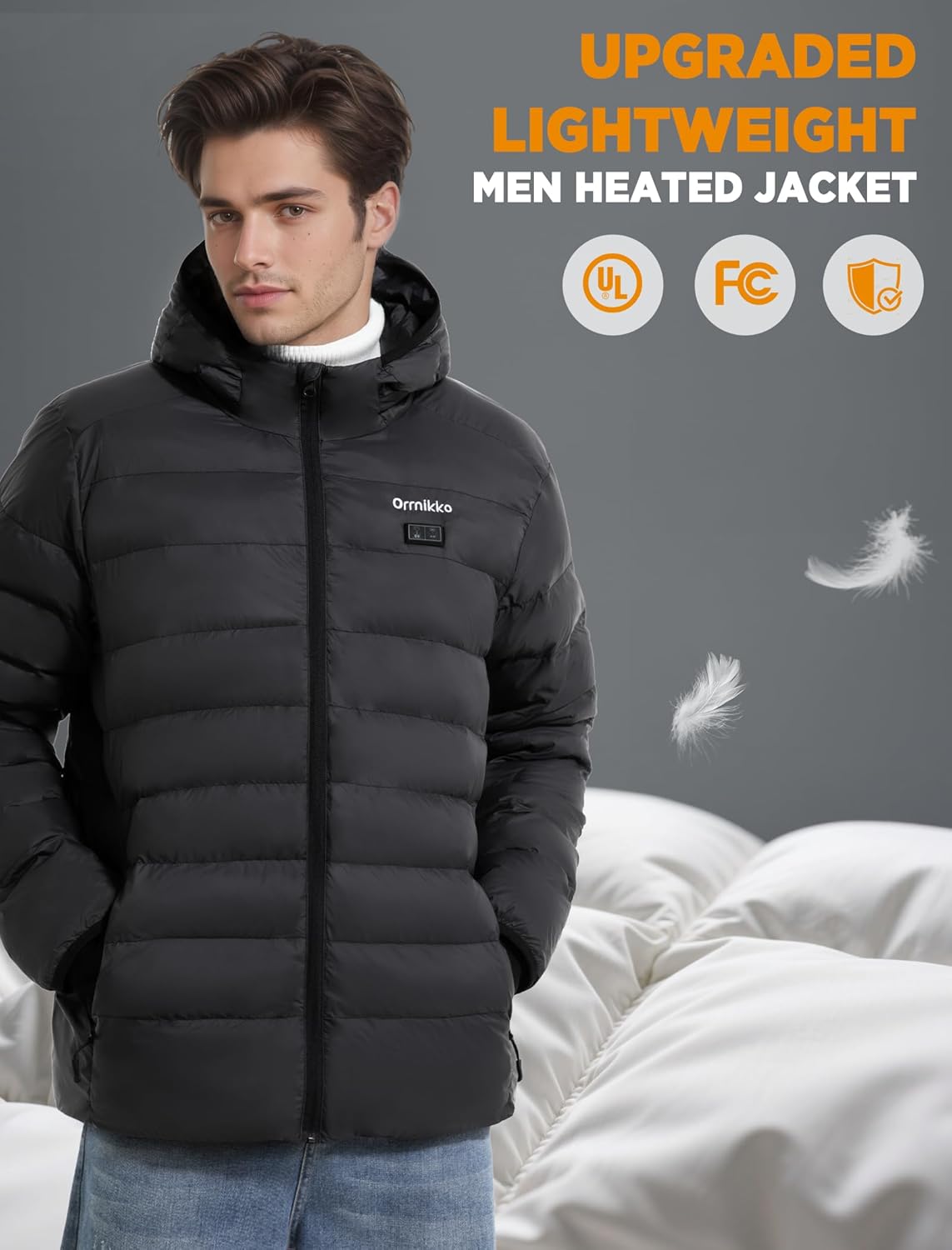 Mens Heated Jacket with Battery Pack 12V 20000mAh - Lightweight Electric Heated Coat for Men with Heating Gloves - Image 6