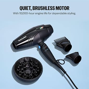 BaBylissPRO Hair Dryer, Nano Titanium Rapido 2000-Watt Blow Dryer, Hair Styling & Appliances, Black, BRAP1