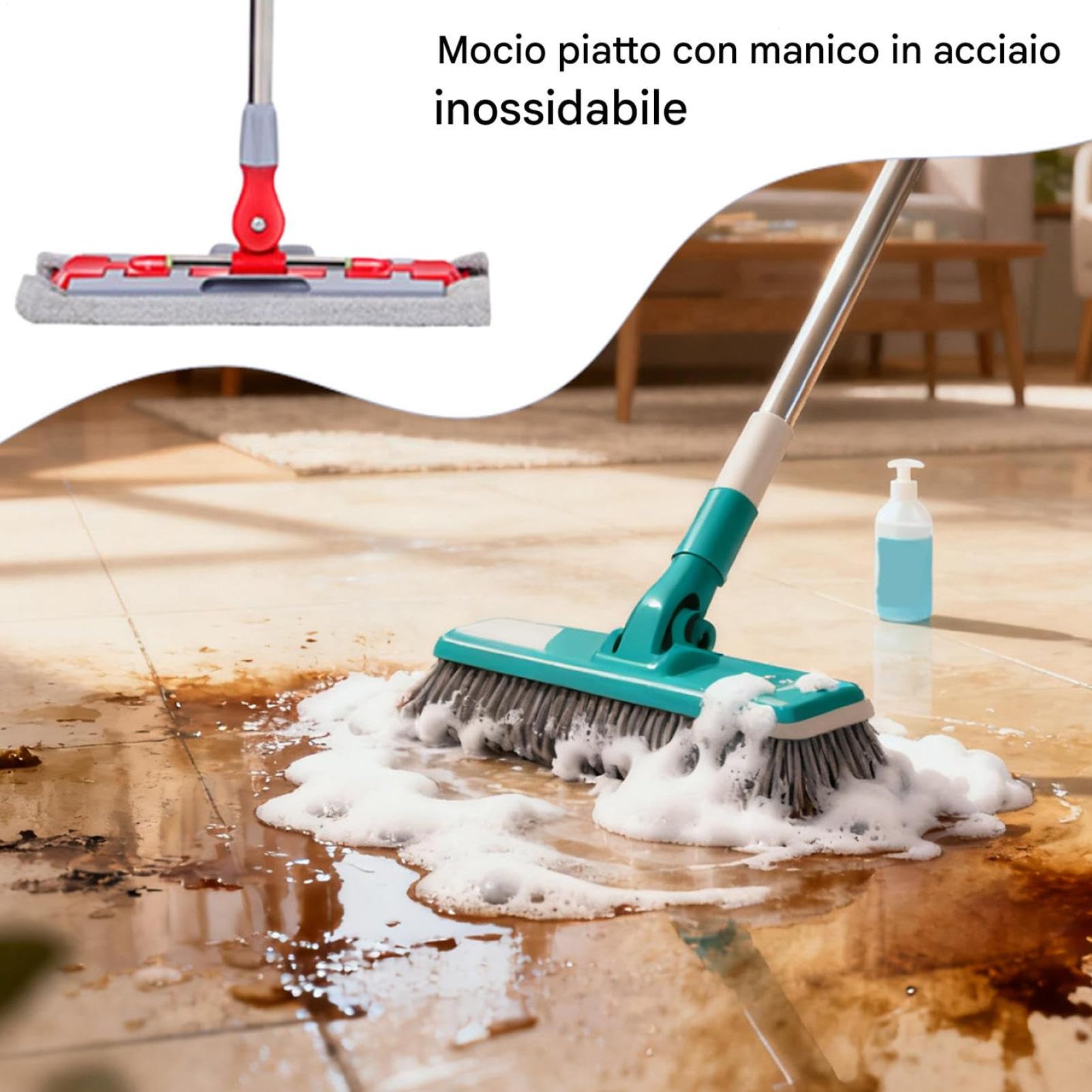 Generico in Microfibra Set 7 Panni per Pulizia Rapida Strofina | Testa Piatta Rotante 360 Gradi Per Laminato Piastrelle Bagno Cucina Commerciale Grandi Aree Manutenzione Quotidiana