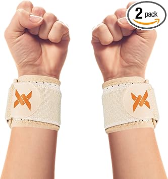 حزام سوار ضغط المعصم Thx4COPPER 2 PCS ، دعامة المعصم القابلة للتعديل لجزء لتخفيف الألم ويعزز الشفاء ، التهاب الأوتار ، التهاب المفاصل وإغاثة نفق Carpal ، ممارسة الرياضة - لون الجلد