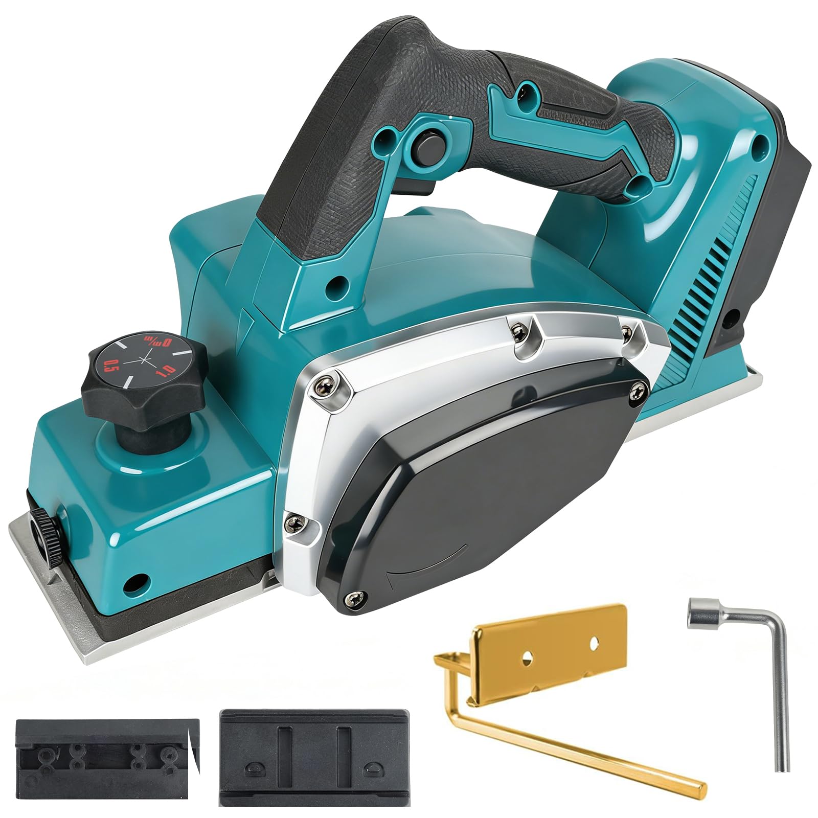 Cepillador de mano inalámbrico sin escobillas para batería Makita de 18 V, ancho de 82 mm, profundidad de cepillado ajustable de 0 a 2 mm, para carpintería y proyectos de bricolaje (batería no