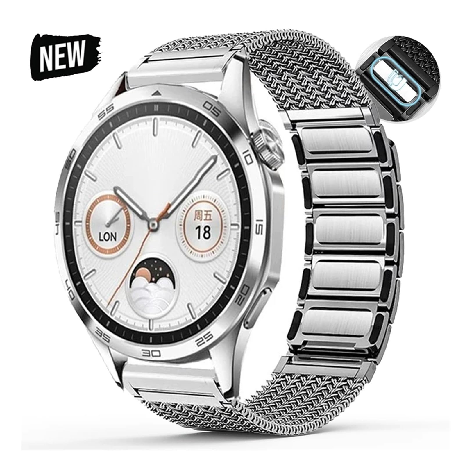 CZKE Bracelet magnétique en acier inoxydable compatible avec la plupart des montres de 22 mm