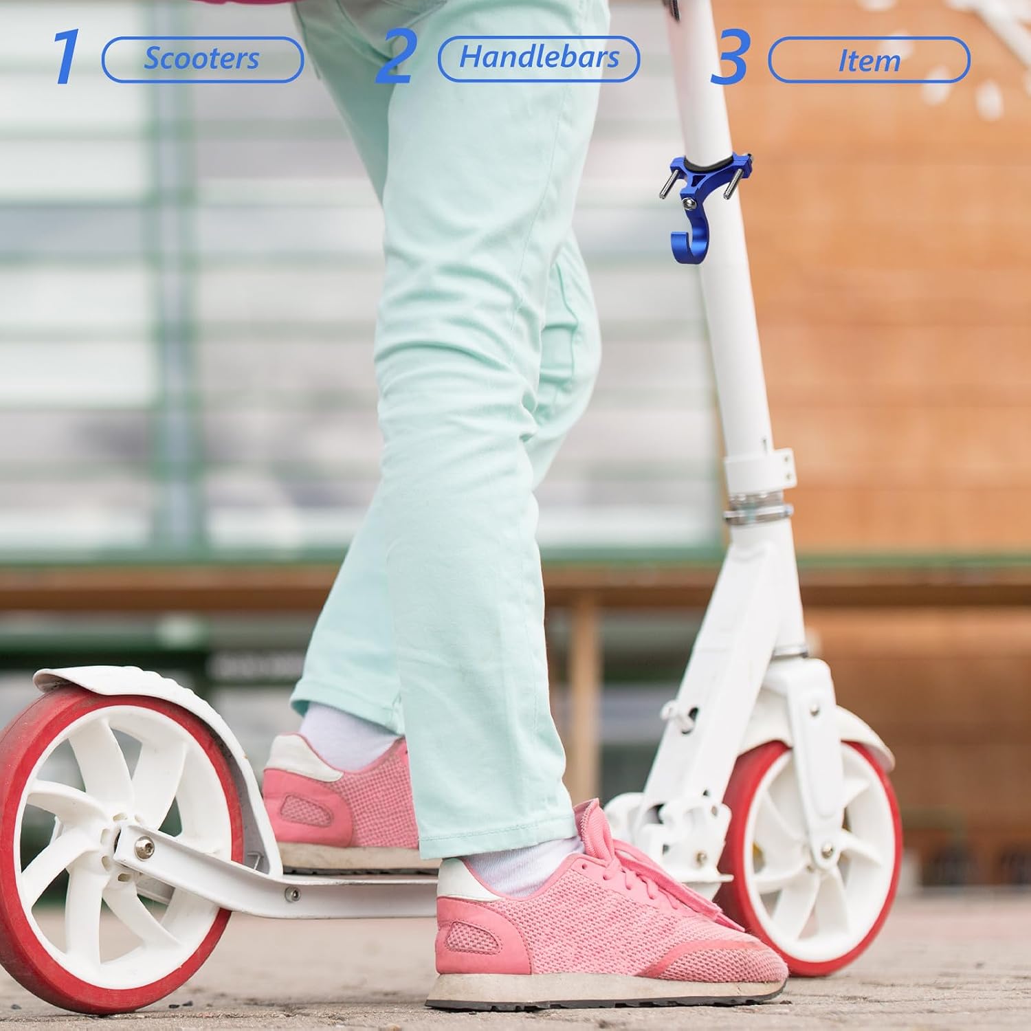 Electric Vehicle Handlebar Hook Blue Aluminum Alloy Motorcycle and Scooter Front Hanging Hook Universal Storage Accessory
