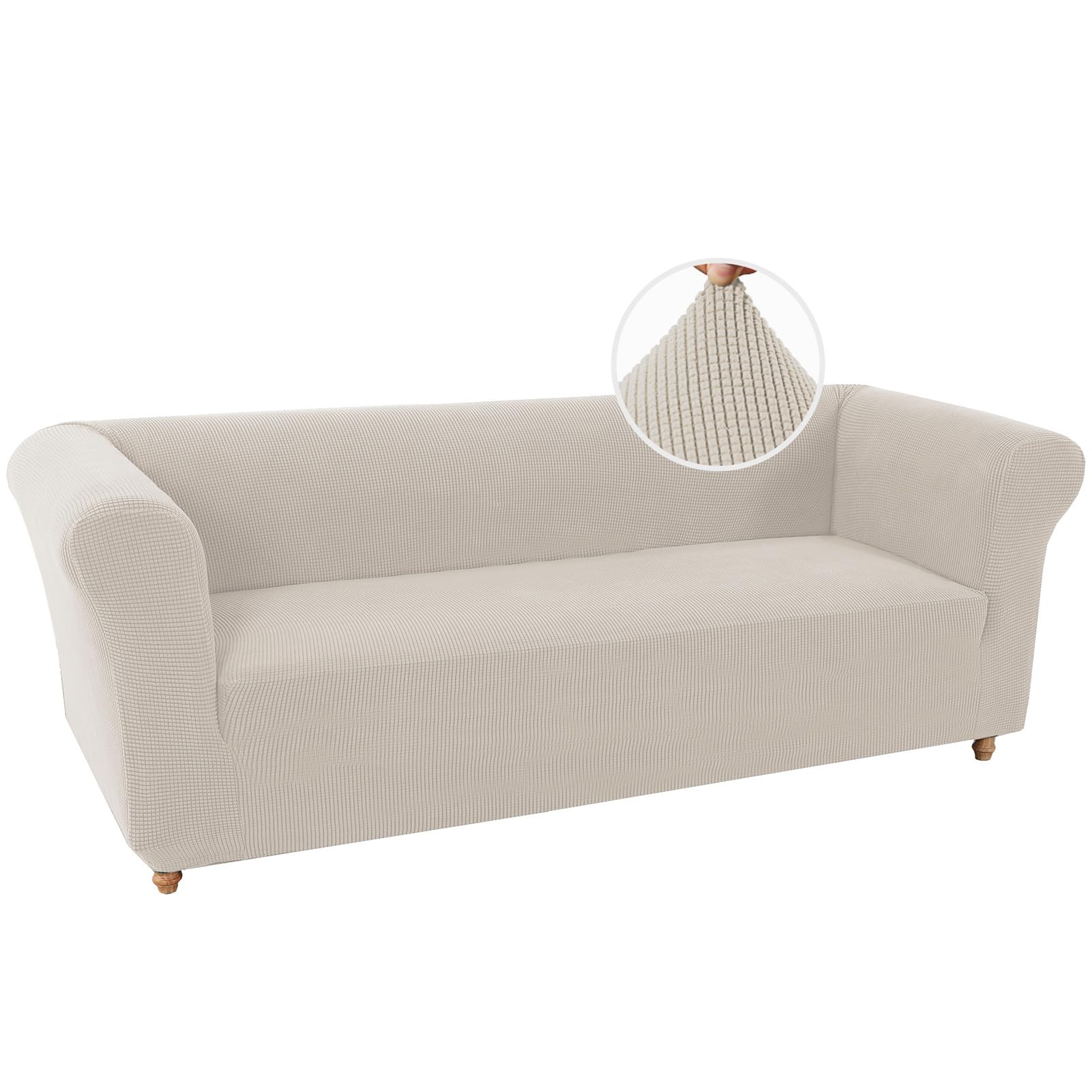 Housse de canapé extensible 3 places de haute qualité en teinte naturelle