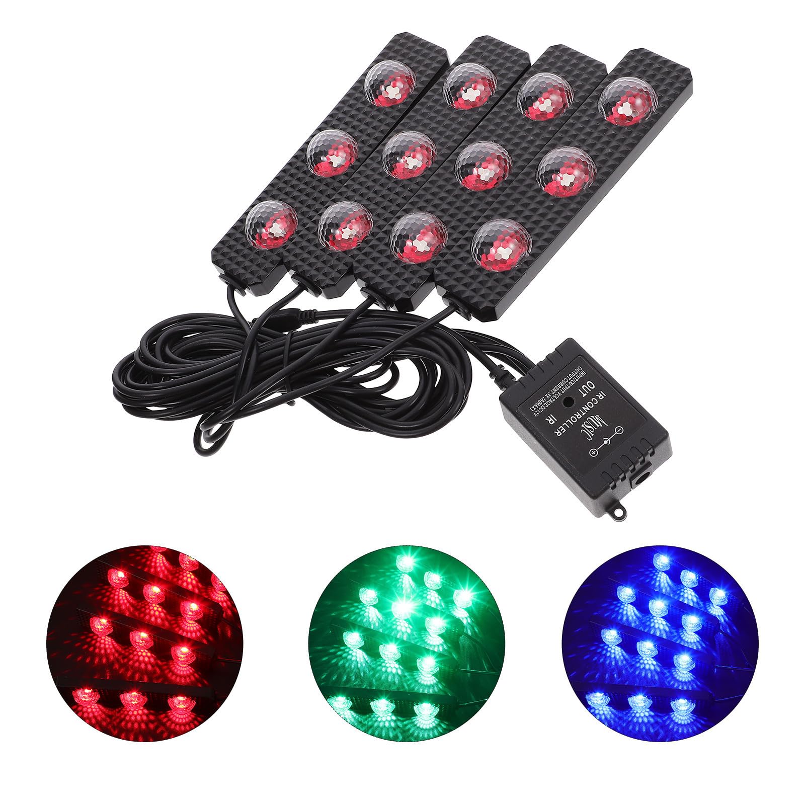 COLLBATH Luces LED Interiores para Coche Conexión USB y Material PVC Negro, Iluminación Ambiental para Decoración y Modificación del Interior del Automóvil