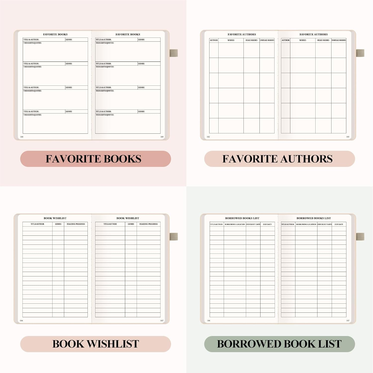 AKONEGE Reading Journal for Book Tracking - A5 PU Leather Book Journal Reading Log with 80 Reviews for Readers, Accessories with Sticky Tabs, Pen Holder, Ribbon Bookmarks, 5.6" x 8.3", White - Image 5