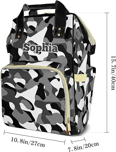 Miniatura 7 de Mochila de pañales de camuflaje rojo con nombre, bolsa multifunción de gran capacidad para mamá, papá, unisex, niño y niña, Diseño 2, Personalizado