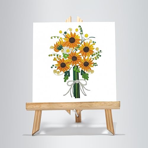 Miniatura 6 de QUILLCRAFT Tarjeta Quilling de girasol, tarjeta con relleno de artesanía artística, tarjeta de felicitación de temporada para todas las ocasiones