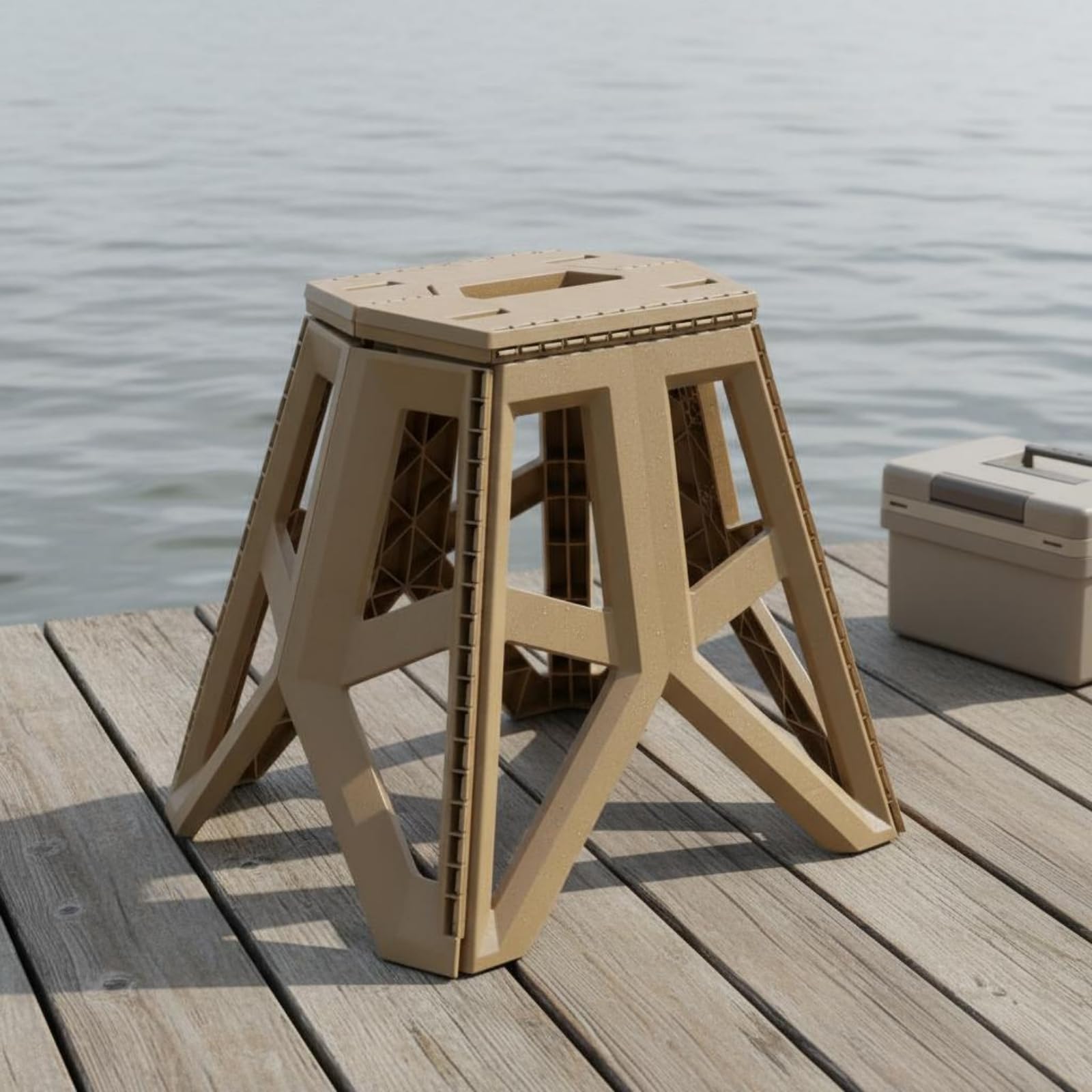 Taburete Plegable de Exterior Silla Camping Asiento Portátil Banco Compacto Asa de Mano Estructura Moldeada Material PP Adecuado para Barbacoa Excursión Exterior, Verde Militar