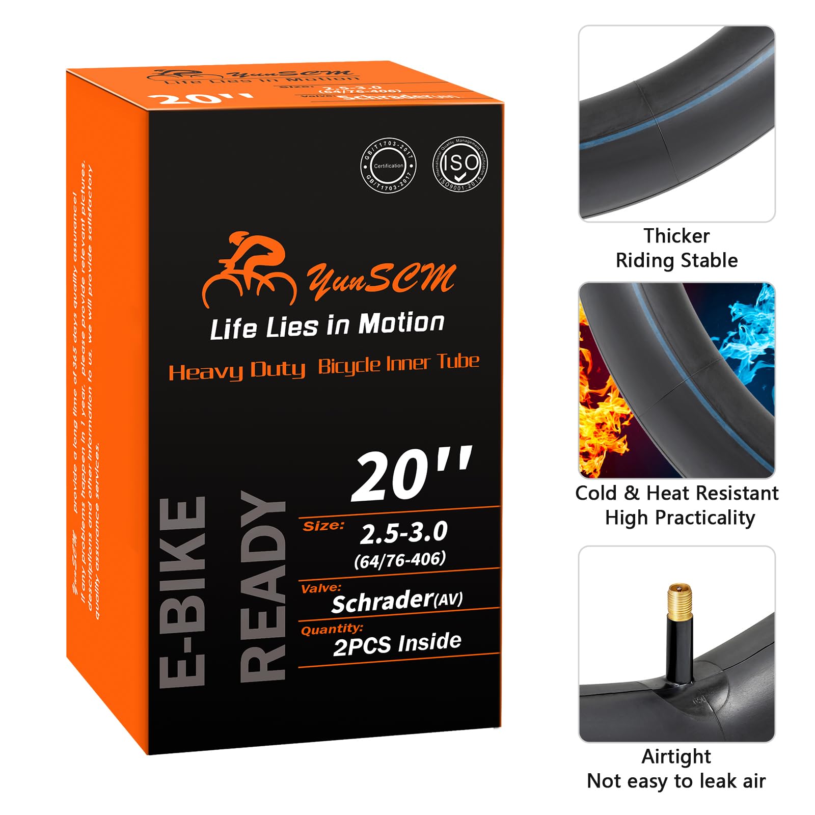 20x3,50 20x4,0 Camere d'aria di ricambio 20 pollici (2 pezzi), camere d'aria affidabili per e-bike d 20x3,5 20x4 adatte perper bici elettriche da strada, montagna, grasso, valvola Schrader da 32mm