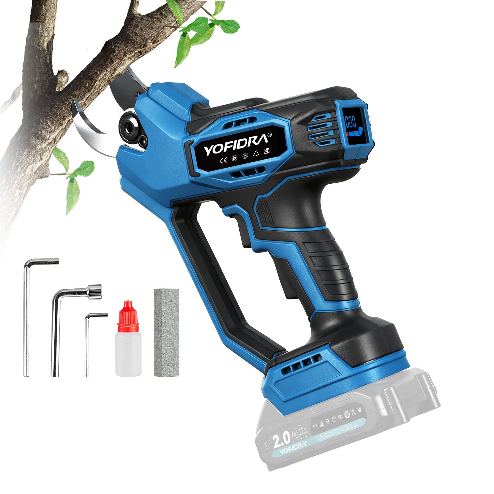 Electric Pruning Shears, 45mm 1.8" Cutting Diameter Cordless Pruning Shears with LED Display & SK5 Blade, Brushless Motor Electric Pruner Garden Tool for Garden Tree Branch (No Battery)