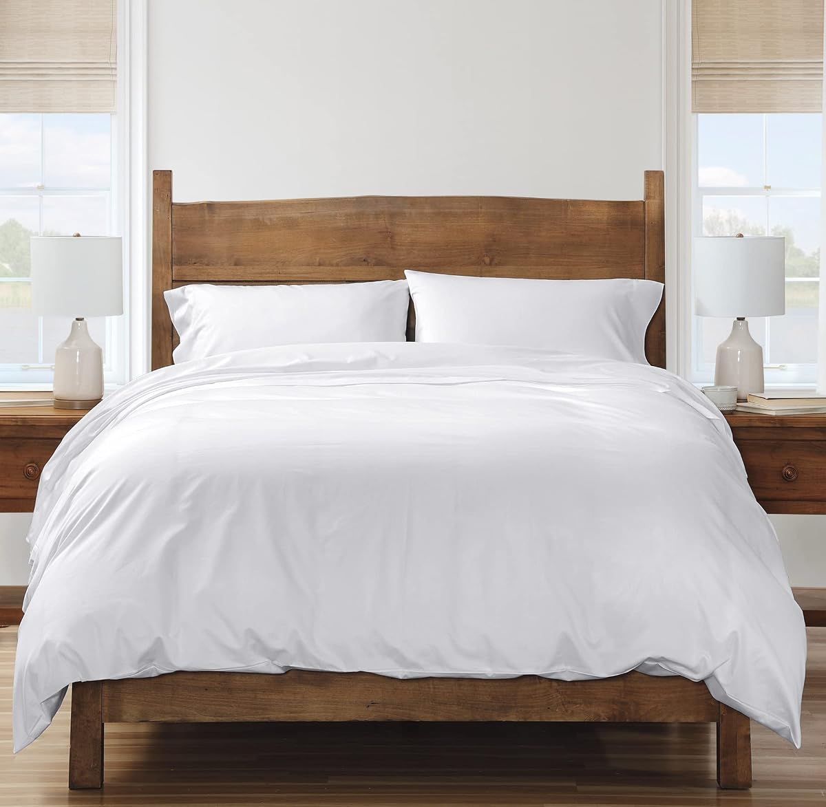 Cuddledown Heritage Comforter Duvet Cover | 100% Cotton | Premium Quality | Ultra Soft Sateen Weave | Breathable | Button Closure | Queen | White