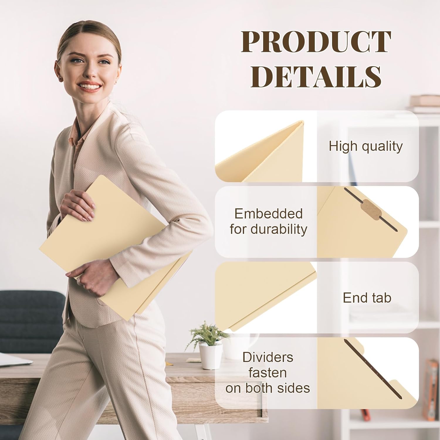 Skyygemm 24 Pack End Tab Pocket Folder with Fastener, Manila Classification Folders with 2 Prongs, Straight Cut Tab, Half Page Pocket Inside Front, Letter Size 4 71pWQ807kDL. AC SL1500