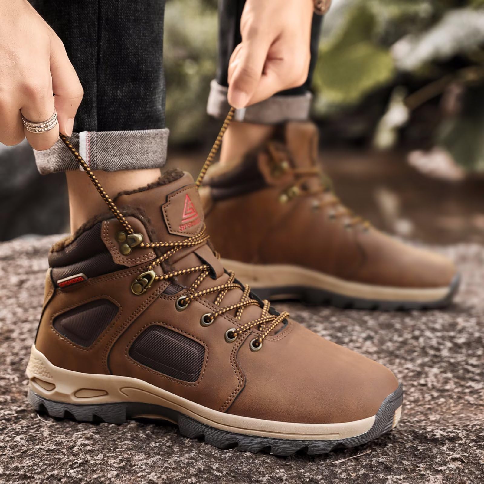 Stivali da Neve Uomo Caldo Stivali Invernali Impermeabile | Antiscivolo Scarpe da Inverno Comode Trekking Boots Outdoor Sneakers da Trekking