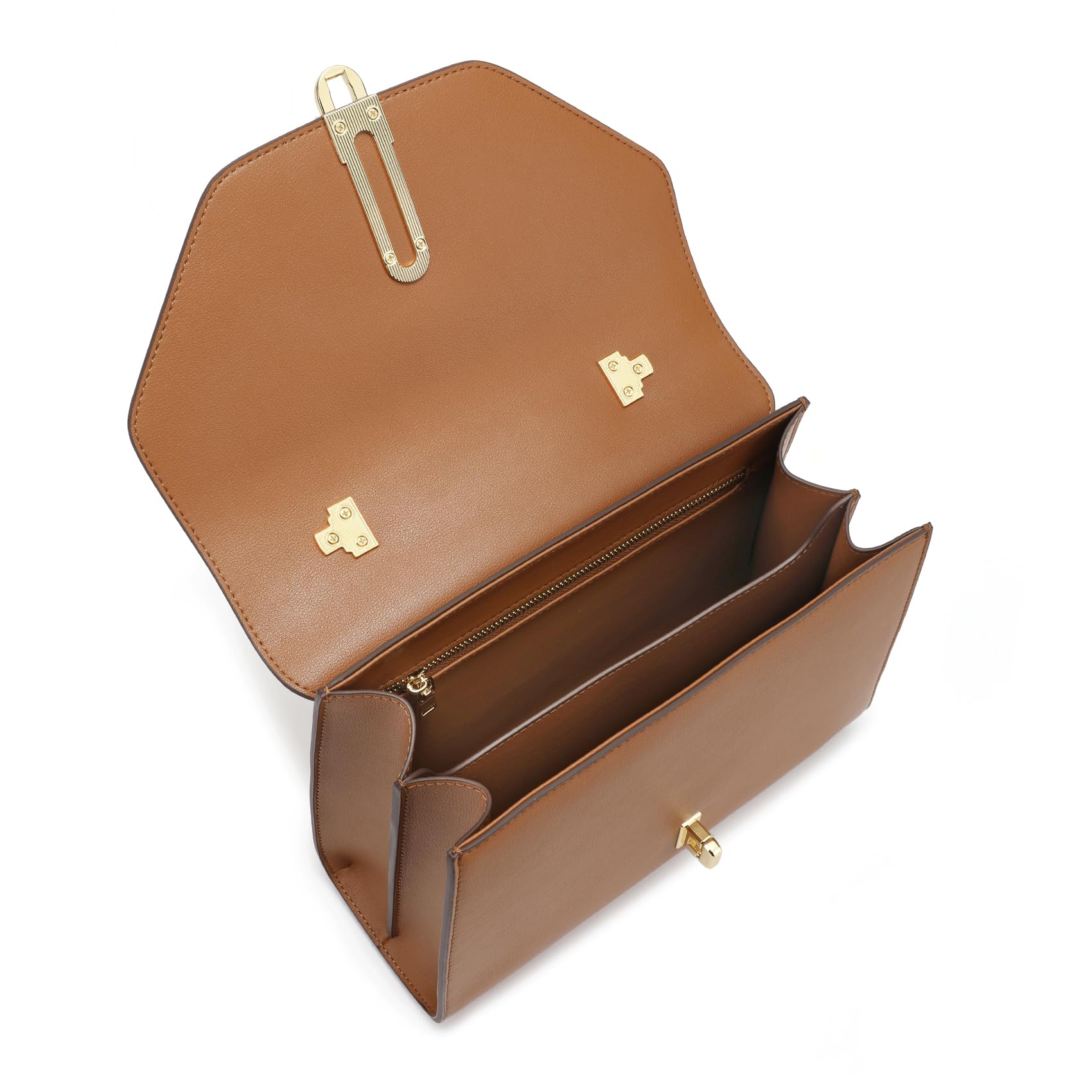 Bolso de mano para mujer, de piel, 3 compartimentos, viene con correa de hombro extraíble (marrón), marrón