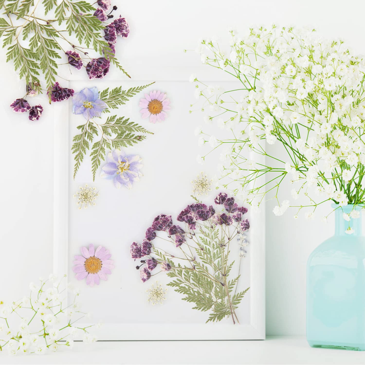 SUPRROW 66 Pezzi Fiori Secchi Pressati Naturali per Resina, Gioielli e Scrapbooking