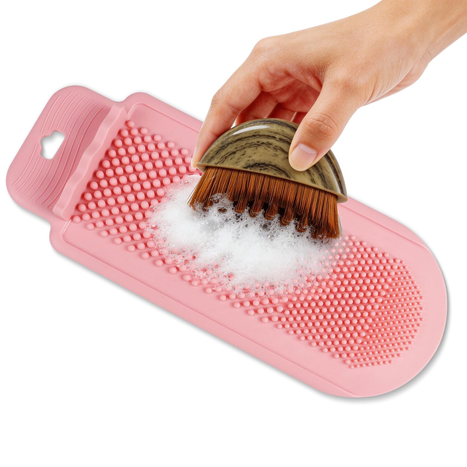 Silicone Cleaning Mat for Lymphatic Brush, Foldable Silicone Pad with Multi-Texture, Makeup Brush Cleaner Mats, Cosmetic Cleaning Pads Deep Cleans & Protects Brushes, Portable for Travel Home Use