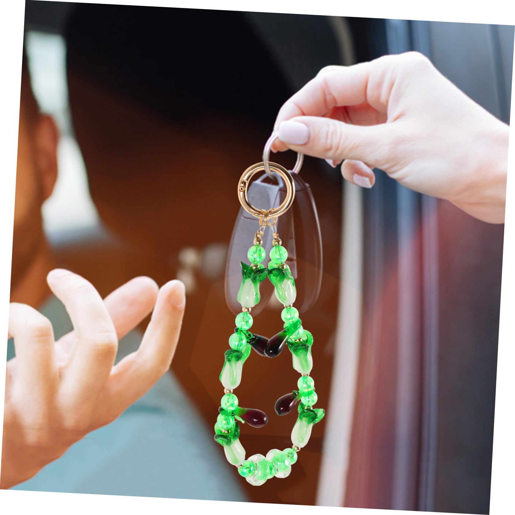 HOMSFOU 5 Colgantes De Cuentas Para Bolso Llavero Con Cuentas Decoración Para Bolso Llavero Con as De Berenjena Con as Decoración Para Mochila Colgante De Cristal