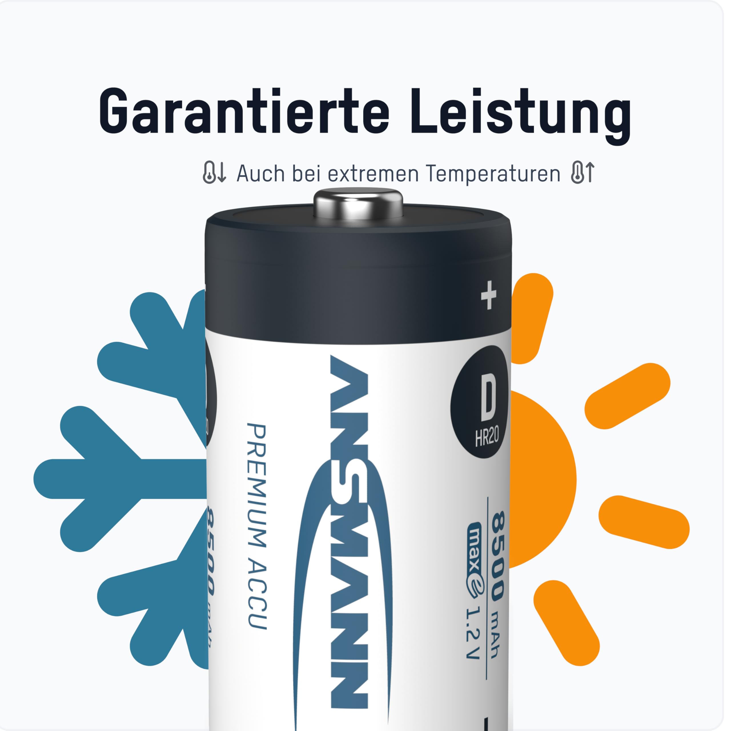 ANSMANN 4X Mono D Akkus 8500 mAh 1,2V - Wiederaufladbare Batterien HR20