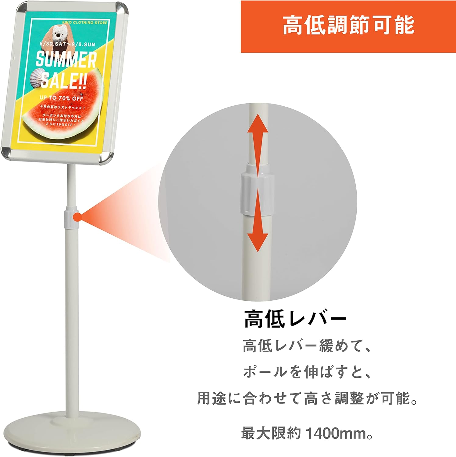 市場 看板 ボードスタンド 1本ポールタイプ 案内スタンド 案内板 ポールスタンド 立て看板