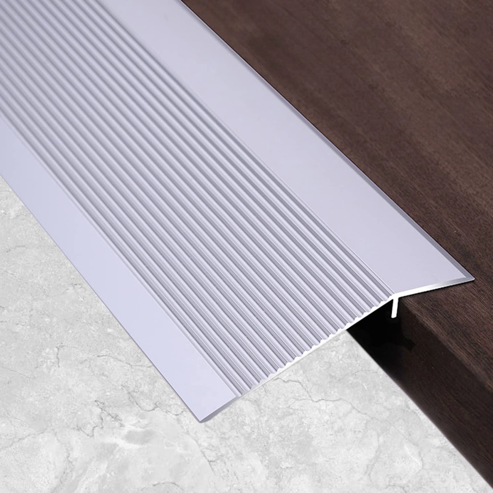 Tira De Transición De Madera A Baldosas para Pisos Irregulares, Moldura De Borde De Piso De Vinilo/Laminado con Ranura Antideslizante, Reductor De Puerta Autoadhesivo