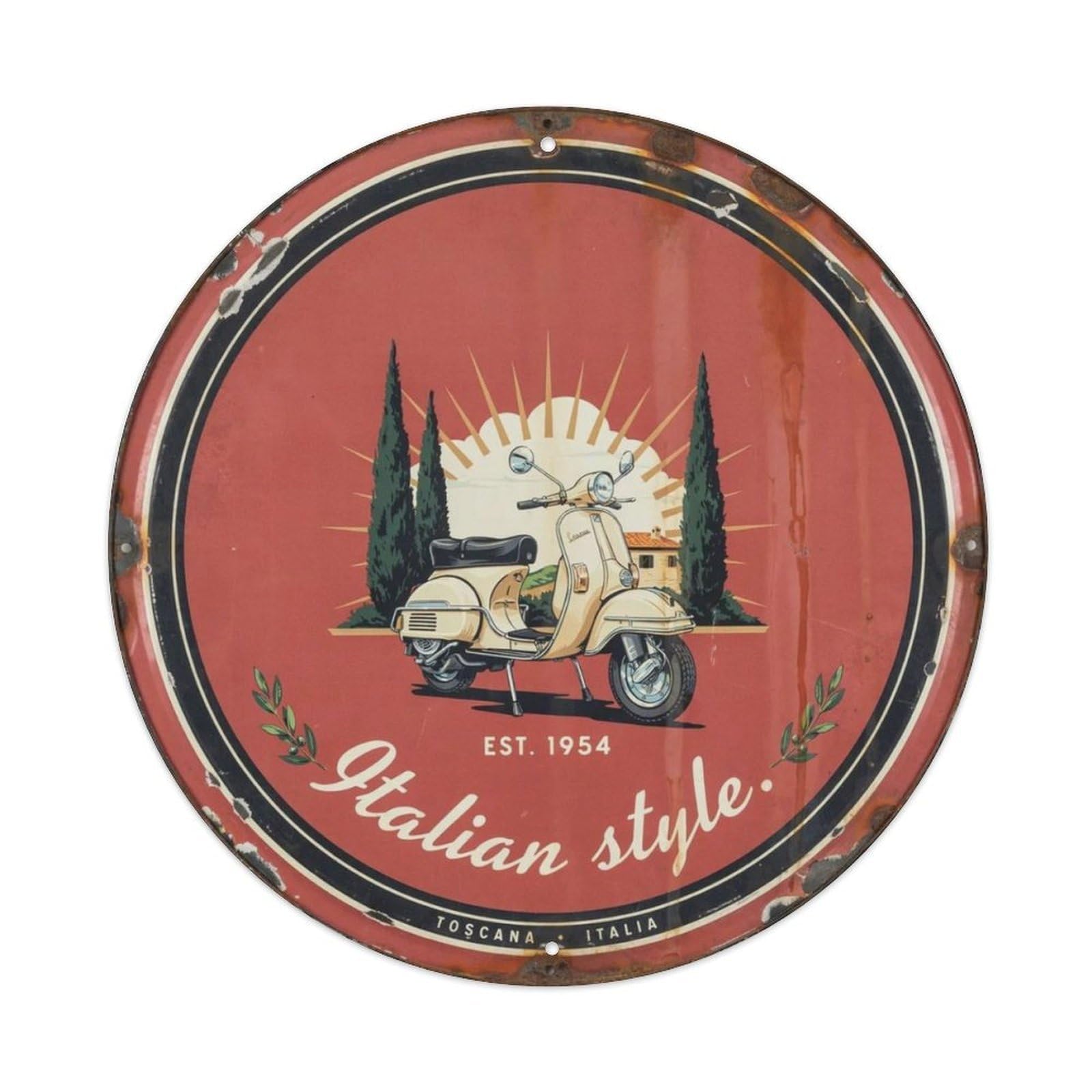 Italian Style. Metal Tin Sign Plaque