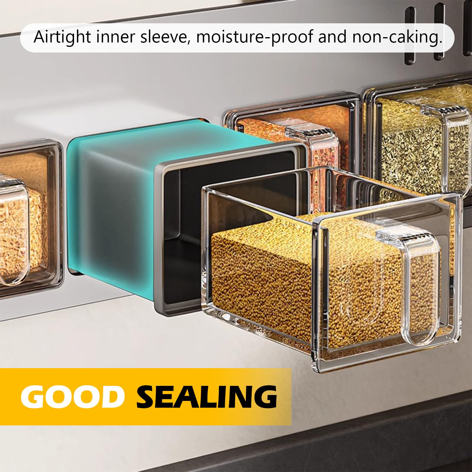 Estante para especias con botes de especias, montaje con ventosa, organizador de especias, soporte para especias de pared con gran capacidad, sin taladrar, soporte para especias para cocina